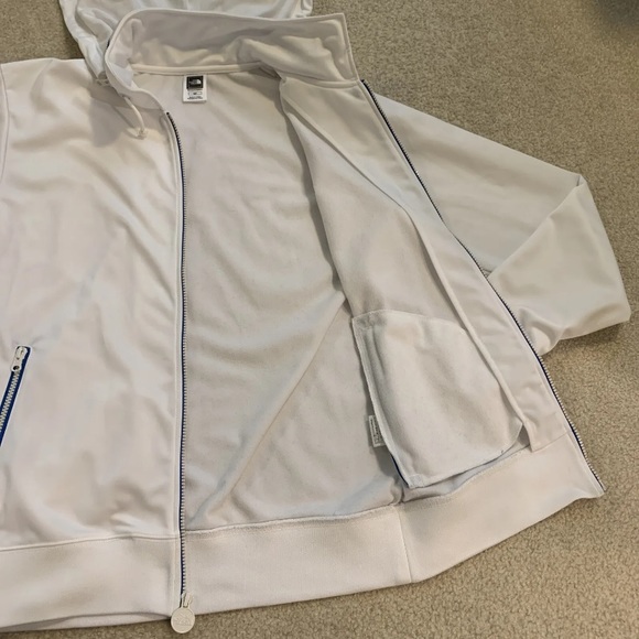 The North Face Full Zip Hooded White Jacket Pockets Mens Size S Red Logo Japan - Picture 10 of 12
